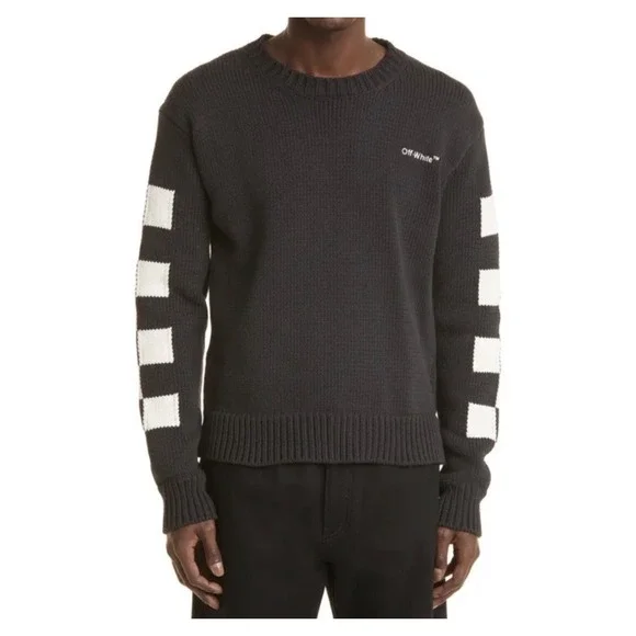 OFF-WHITE C/O VIRGIL ABLOH Cotton CheckeredCrewneck Size XL Men's - Picture 1 of 12